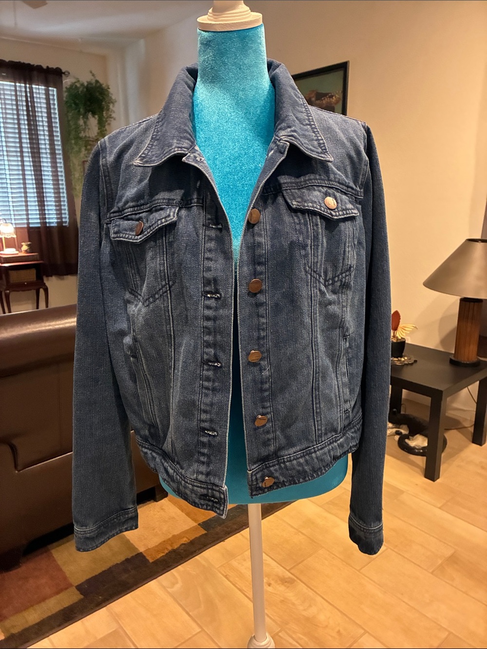 Jou Jou Women's Dark Blue Denim Bomber Jacket